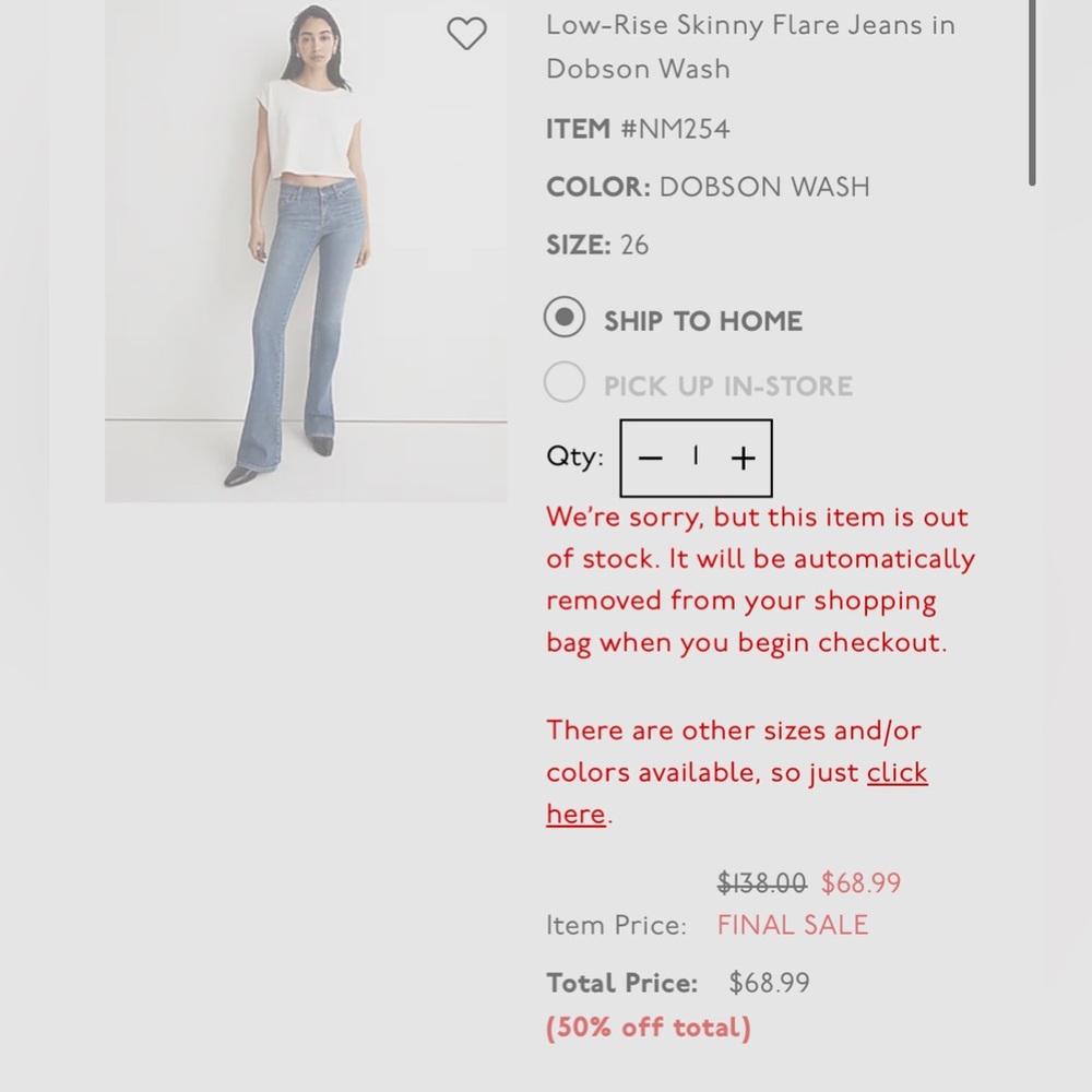 Madewell Low-Rise Skinny Flare Jeans